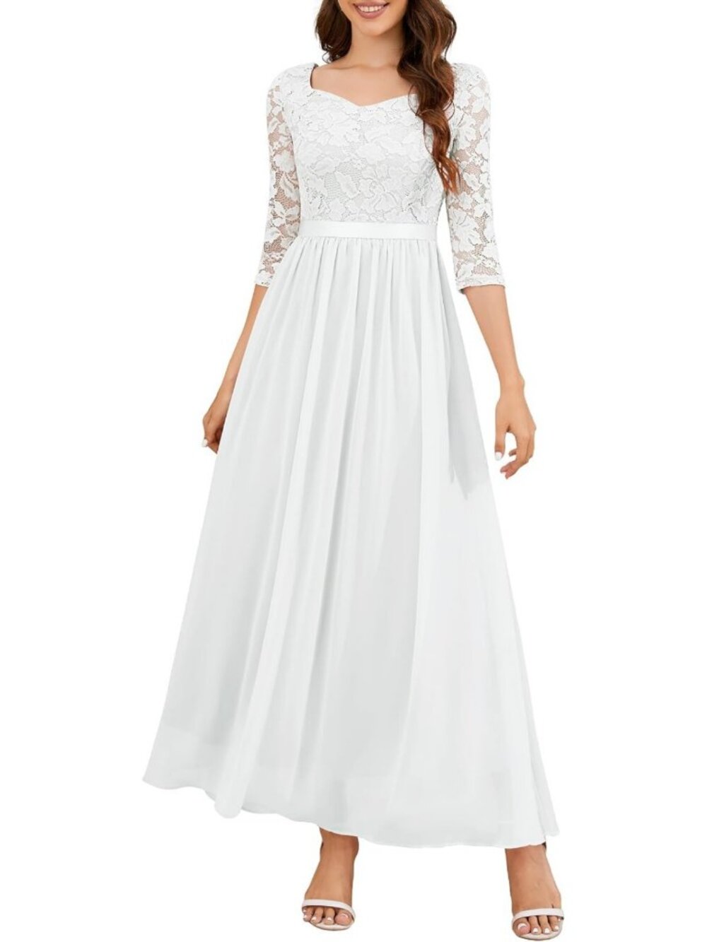 Elegant 3/4 Sleeve Formal Maxi Dress - Perfect Bridesmaid, Mother of Bride
